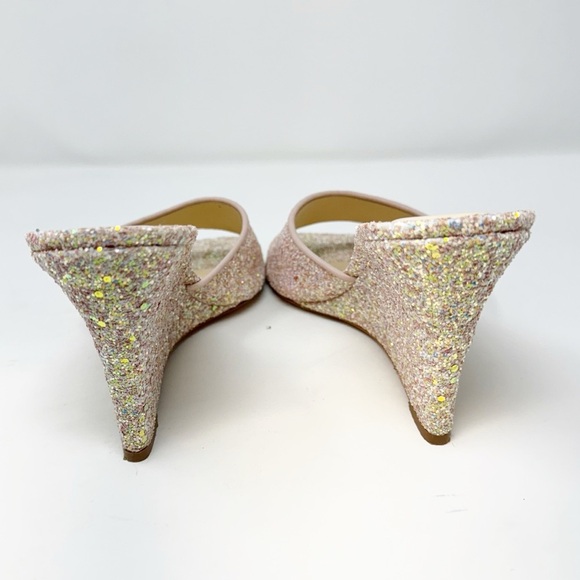 Maeve Anthropologie Pink Glitter Wedge Mules Heels Women’s Size 9 - Picture 9 of 11